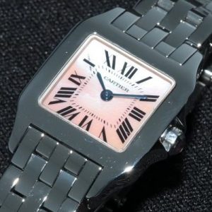 【鑑別書付き】 カルティエ 腕時計 サントスドゥモワゼル SM ピンク ダイヤ