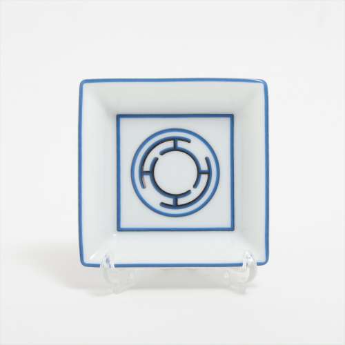 エルメス リズム 陶器 小皿 ブルー×ホワイト Ａランク