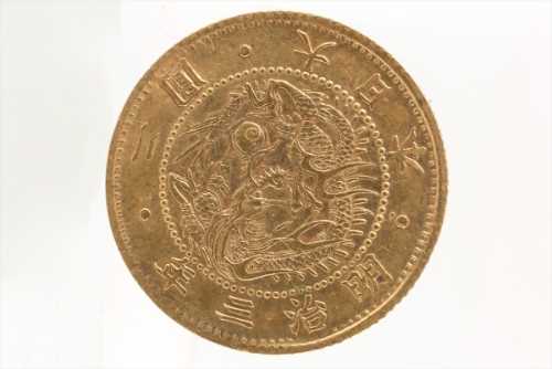 明治三年旧二圓金貨 D1.75cm 3.34g