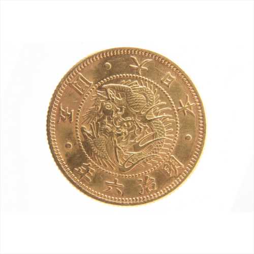 旧五圓金貨(縮小) 明治6年(1873) D22mm 8.3g