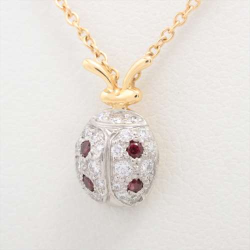 ティファニー レディバグ ダイヤモンド 色石 ネックレス 750(YG)×Pt950 ＡＢランク