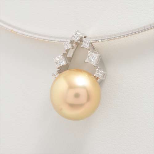 タサキ パール ダイヤモンド ネックレス K18(YG×WG) 約12.0mm ＡＢランク