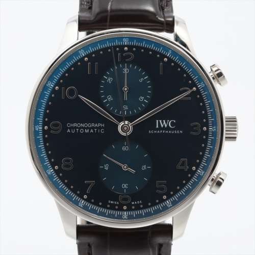 IWC ポルトギーゼ IW371606 SS×革 AT 青文字盤 Ａランク