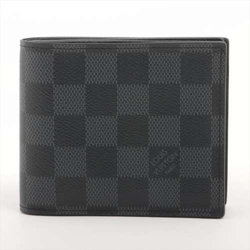 ヴィトン ダミエグラフィット ポルトフォイユアメリゴ N60053 二つ折り財布 ブラック Ａランク