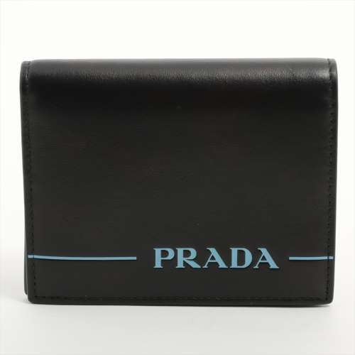 プラダ 1MV204 レザー 財布 ブラック×ブルー ＡＢランク