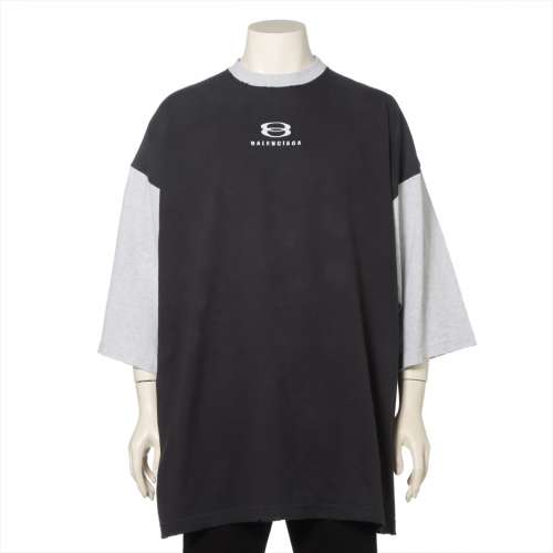 バレンシアガ コットン×ポリウレタン Tシャツ 21年 2 ブラック×グレー ＡＢランク