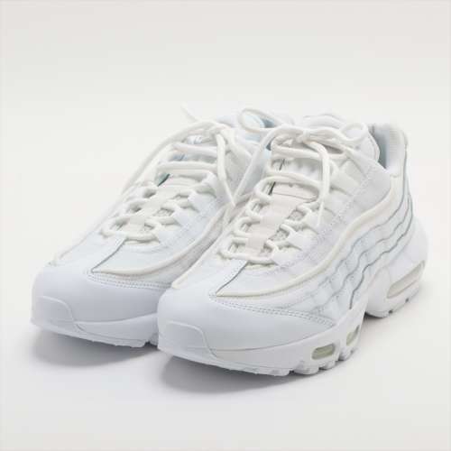 ナイキ AIR MAX 95 レザー×ファブリック スニーカー 26cm ホワイト Ａランク