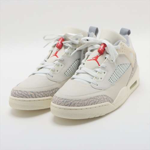 ナイキ JORDAN SPIZIKE LOW レザー×ファブリック スニーカー 24SS 28c アイボリー×グレー Ａランク