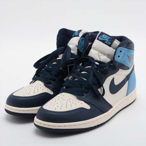 ナイキ AIR JORDAN 1 RETRO HIGH OG レザー ハイカットスニーカー 19SS 28cm ブルー×ホワイト Ａランク