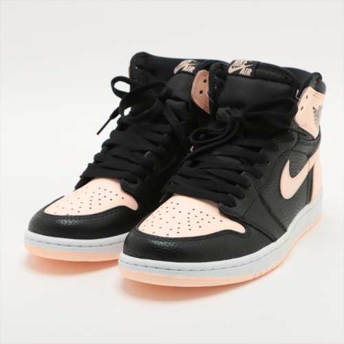 ナイキ AIR JORDAN 1 RETRO HIGH OG レザー ハイカットスニーカー 27cm ブラック×ピンク ＡＢランク