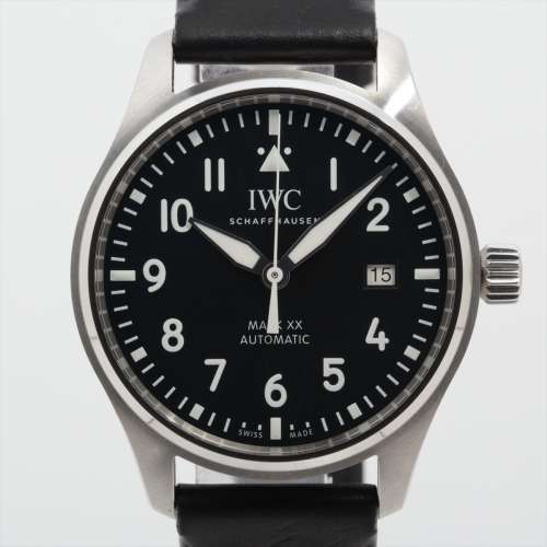 IWC パイロットウォッチ マークXX IW328201 SS×社外革 AT 黒文字盤 Ａランク