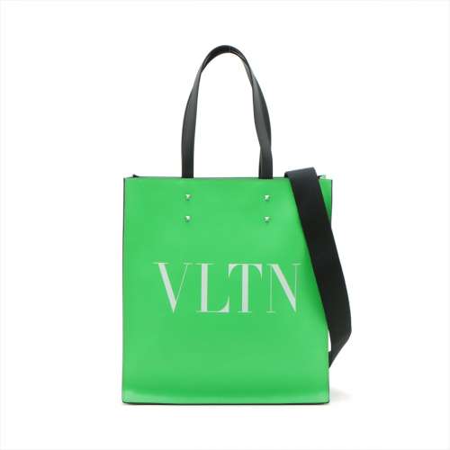 ヴァレンティノガラヴァーニ VLTN レザー×スタッズ 2WAYトートバッグ グリーン ＡＢランク