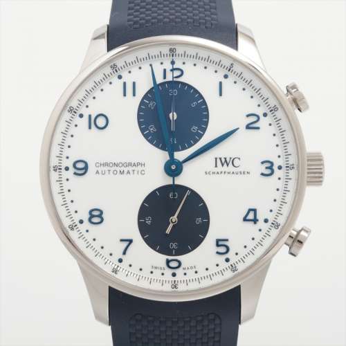 IWC ポルトギーゼ クロノグラフ IW371620 SS×ラバー AT 白文字盤 Ａランク