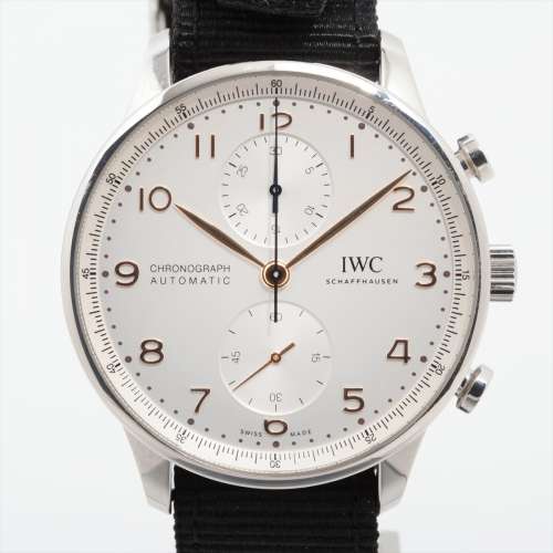 IWC ポルトギーゼ IW371604 SS×ナイロン AT シルバー文字盤 ＡＢランク