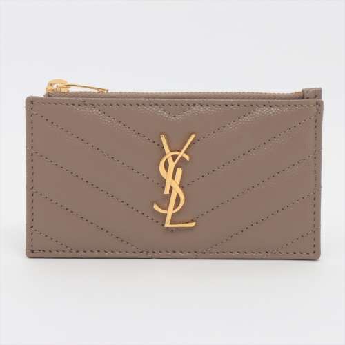 サンローラン モノグラム YSL BND607915 レザー フラグメントケース ベージュ ＡＢランク