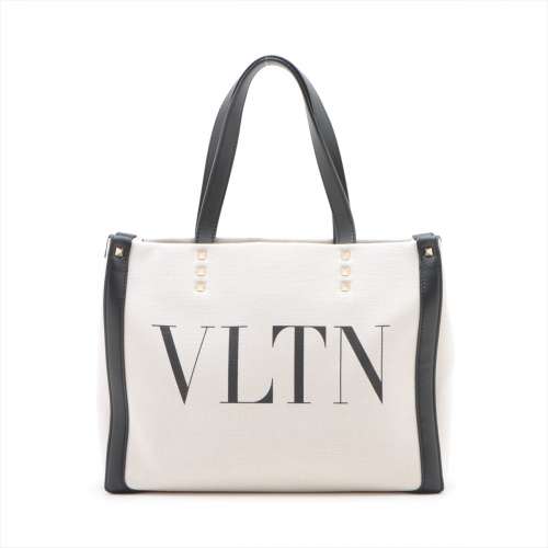 ヴァレンティノ VLTN キャンバス×レザー ハンドバッグ ベージュ ＡＢランク