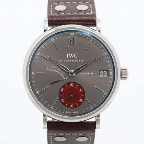 IWC ポートフィノ ハンドワインド 8デイズ IW510111 SS×革 手巻き グレー文字盤 Ａランク