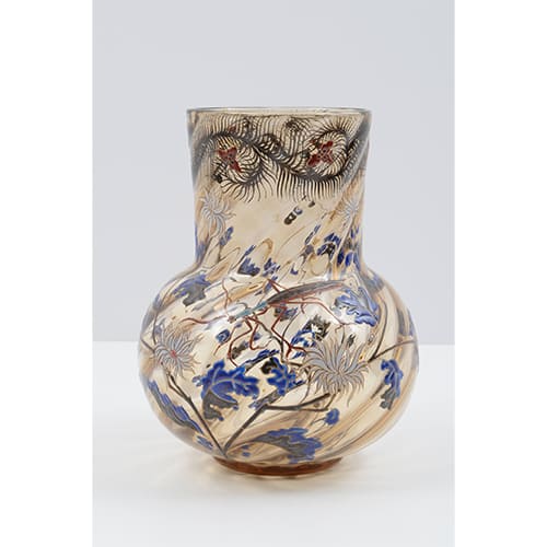 ガレ 蟷螂草花紋 花瓶