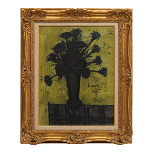 ベルナール・ビュッフェ キャンバス 油彩「花瓶の花」