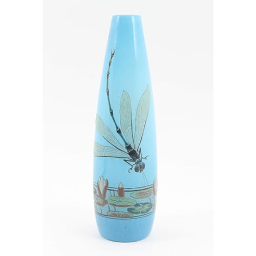 ガレ 蜻蛉と睡蓮文花瓶