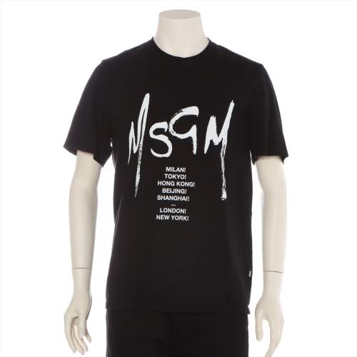MSGM コットン Tシャツ XS ブラック ロゴ