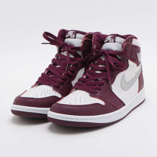 ナイキ AIR JORDAN 1 RETRO HIGH OG レザー ハイカットスニーカー 21年 27.0cm ボルドー×ホワイト ＡＢランク