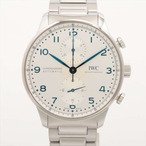 IWC ポルトギーゼ クロノグラフ IW371617 SS AT シルバー文字盤 Ａランク