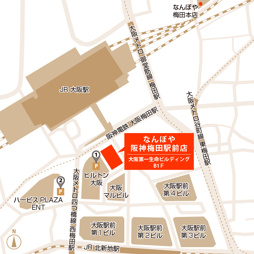 阪神梅田駅前店のイラストマップ